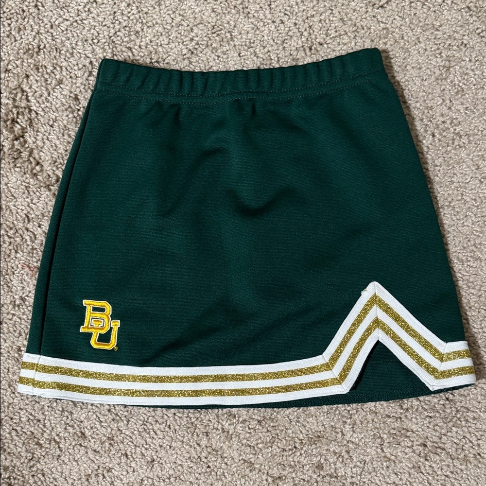 Baylor Green Cheer Skirt with Gold and White Accents